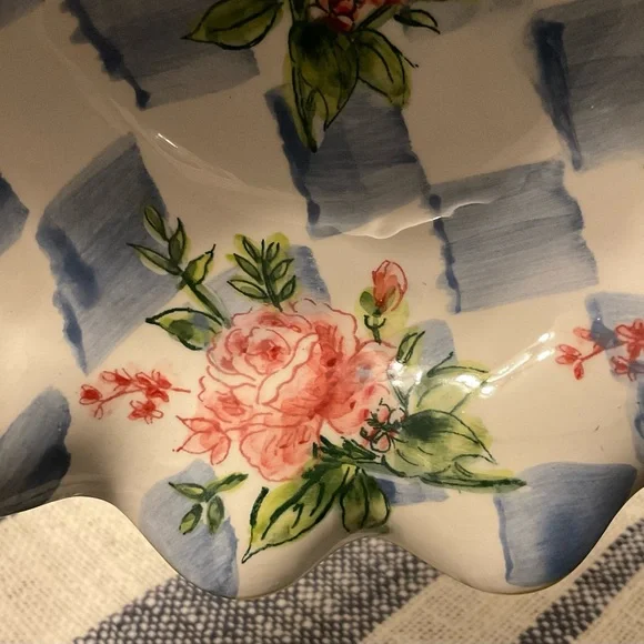 Vintage “ND Exclusive” Hand Painted Scalloped Edge Floral Ceramic Dish/Bowl - Picture 13 of 14